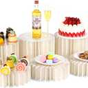 ULLIKI Cardboard Buffet Risers and Stands, Food Risers for Buffet Table, Food Display Stands for Party Catering Dessert Collectibles, White Cylinder Risers with Acrylic Disc (White, 6 Pack)