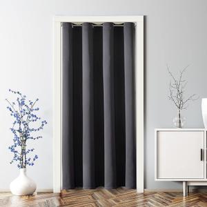 ChrisDowa Blackout Door Curtains for Doorway Privacy, Grommet Closet Curtains for Bedroom Closet Door, Thermal Insulated Temporary Doorway Cover Room Divider Drapes (1 Panel, Dark Grey, 42 x 80 Inch)