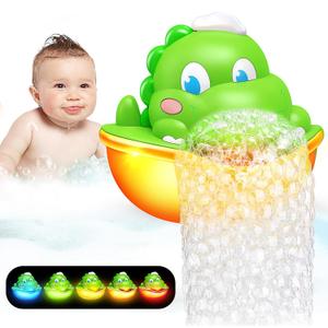 Dinosaur Baby Bath Toys Light Up Bath Bubble Machine with Colourful Light Bathtime Shower Bath Toys for Kids Ages 1-3 4-8 Birthday Gift Easter Basket Stuffers for Toddler Boys Girls