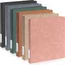 Fulmoon 6 Pcs Leather 3 Ring Binder, 1 Inch Vintage Hardback Round Ring Binder with 2 Inner Pockets & Spine Label Holder, Letter Size Professional Executive Portfolio for Office Home School(Morandi)