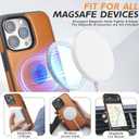 for iPhone 16 Pro Max Leather Wallet Case, Compatible with Magsafe, 2 in 1 Detachable Magnetic Card Holder, RFID Blocking Kickstand Credit Slots Flip Case for Men Women, Brown