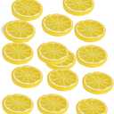 YIKANGHENG 15 Pcs 2 Inch Yellow Artificial Lifelike Lemon Peels for Home and Party Decoration (Yellow Lemon Block, 15)