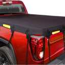 Upgraded Truck Bed Tarp Cover for Standard Bed (6.5' Box) Fit for Ford F150 GMC Silverado Ram, Waterproof Heavy Duty 600D Oxford Fabric, Pickup Truck Bed Cover with Bungee Webbings-Black