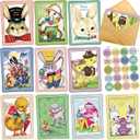 ceiba tree Vintage Easter Cards with Envelopes 20 Pack Retro Bunny Greeting Card Assorted Blank Notes Cards for Classroom Home Office Business