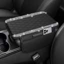 NBTEPEM Bling Car Center Console Cover, Leather Car Arm Rest Cover Cushion with 2 Storage Bags, Universal Auto Armrest Protector Storage Box, Bling Accessories Interior for Most Vehicles (Silver)