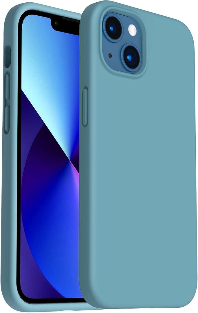 ORNARTO Shockproof Liquid Silicone Designed for iPhone 13 Case Gel Rubber Anti-Shock Cover Case Drop Protection 6.1inch-Cactus