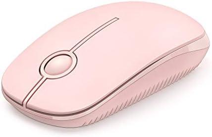 Vssoplor Wireless Mouse, 2.4G Slim Portable Computer Mouse with Nano Receiver Quiet Silent Optical Laptop Mouse for Notebook, PC, Laptop, Computer-Pure Pink