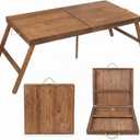 Novabright Foldable Boho Wooden Picnic Table Portable, 48x24 Inch | Low Picnic Table for Outdoor Indoor Floor Seating Beach Wedding Garden Camping BBQ Backyard