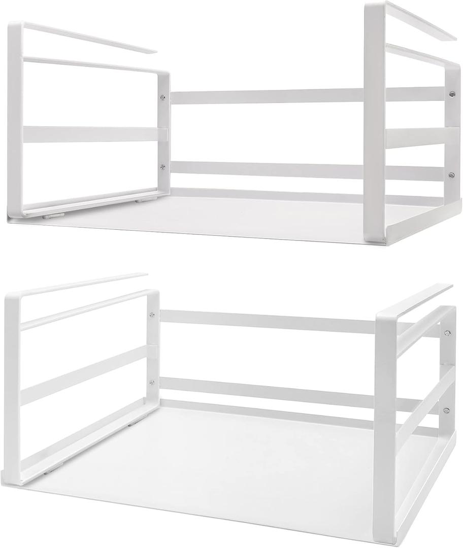 Nxconsu 2Pack Under Shelf Storage Basket Organizer Hanging Holder for Cabinet Pantry Kitchen Cupboard Desk Counter Bookshelf Organization Add-on Space Saver Heavy Duty Slide-in White