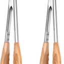 Baderke 2 Pcs Olive Wooden Kitchen Tongs for Cooking Wooden Utensil Set Salad Tongs with Wood Tips for Serving Salad Flipping Burgers Grilling and Much More, 11.4 Inch