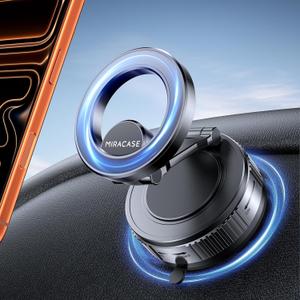 Miracase 2026 Vacuum for Magsafe Car Mount, [Strongest Suction] Magnetic Phone Holders for Your Car, 360 Adjustable Car Phone Holder Mount for iPhone 17 Pro Max 16 15 14 13 12 & All Smartphones