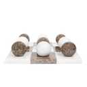 Marble Tic Tac Toe Set | Decorative Round Tic Tac Toe Game Set | Coffee Table Decor - Coffee Table Game - Tabletop Game - Room Decor - Modern Home Decor - Bookshelf Decor (Brown and White Marble)