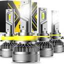 9005 H11 Light Bulbs Combo, 6500K Cold White Super Bright Fog Light, 140W, Pack of 4