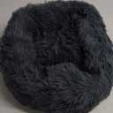 Dog Calming Beds for Small Medium Large Dogs - Round Donut Washable Puppy Dog Bed, Anti-Slip Faux Fur Fluffy Donut Cuddle Anxiety Cat Pet Bed (16" Dark Grey)