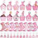 Glitopper 24 Pairs Groundhog Day Cupcake Crew Socks Gifts for Women Men Book Lovers Social Worker Nurse Teacher Christmas