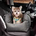 FUNNY FUZZY Dog Car Seat for Small Dogs (Charcoal Grey, Single Seat - 1 Dog Leash)