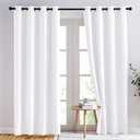 NICETOWN Bedroom Window Blackout Curtain Panel - Thermal Insulated Blackout Drape/Drapery for Loft, Guestroom (White, 2 Panel, 80 x 84 inch) 