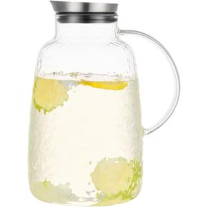 Purefold Glass Pitcher, 110 oz Water Large Pitcher with Lid, Heat Resistant Borosilicate Jug for Iced Tea, Juice, Milk, Cold or Hot Beveragesr Easy Clean