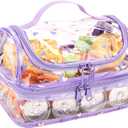 Purple Clear Lunch Bag for Women Tote bag with lunch compartment Double Plastic Tranaparent Lunchbox for Kids