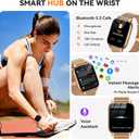 Smart Watch for Women (3 Bands), Fitness Tracker with Bluetooth Calls, IPX8 Waterproof Smartwatch for Android iPhone, 112+ Sport Modes, Heart Rate/Sleep/SpO2 Monitor, Gold