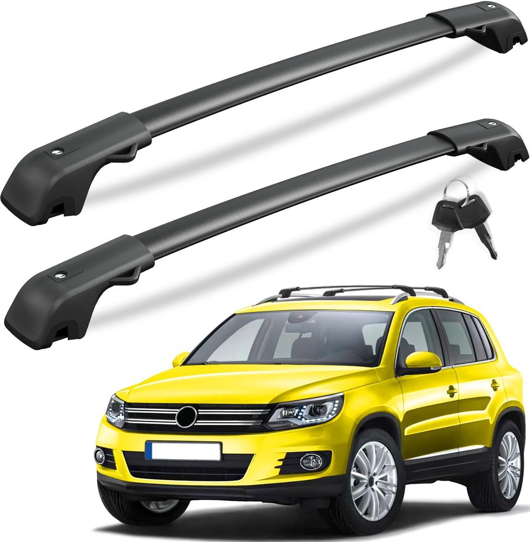 KINGGERI 300Lbs Lockable Roof Rack Cross Bars Compatible with Volkswagen VW Tiguan 2018-2026 and Taos 2022-2026, Heavy Duty Anti-Theft Aluminum Roof Rails Crossbars Rooftop Luggage Racks Carrier