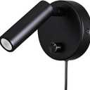 Surface Wall Mounted Reading Light Sconces Lamp Physical Knob Dimmer Switch LED 5W Warm White 3000K (Black Plug Cord)