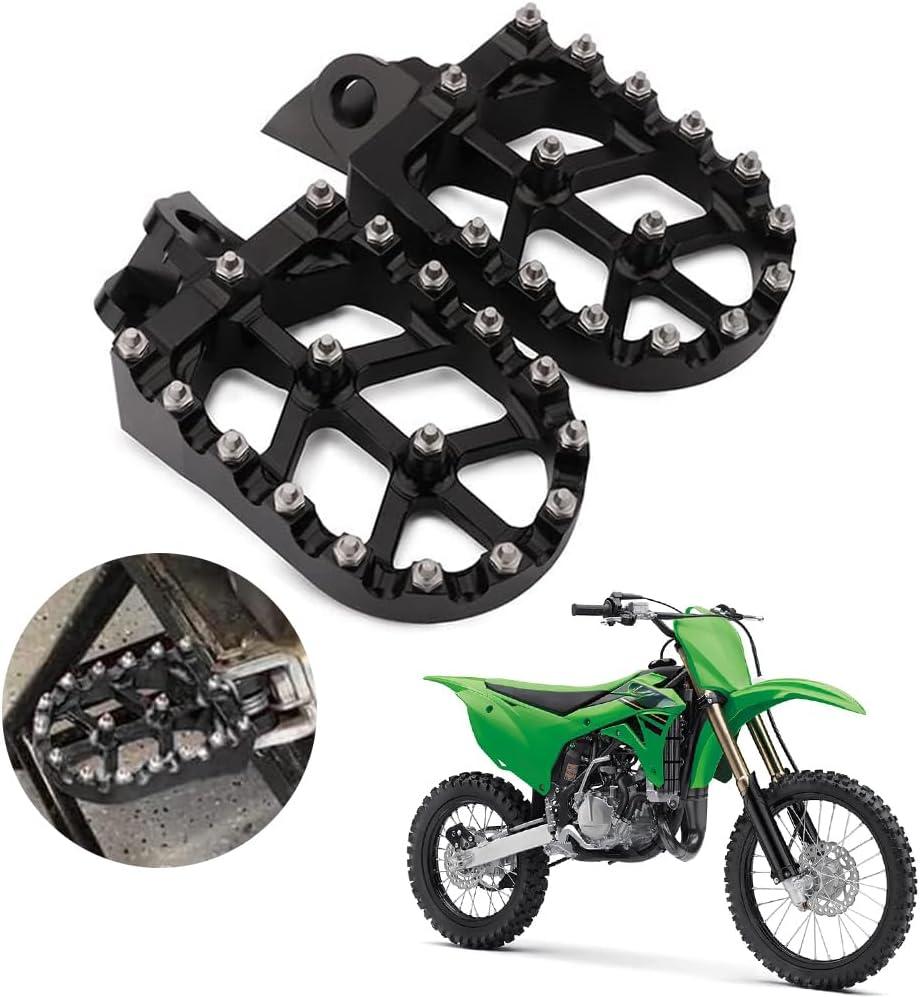 AnXin Dirt Bike Foot Pegs Wider Footpegs Foot Pedals Rests CNC for KX65 00-23 KX85 01-23 KLX 140 KLX140 08-23 KX100 98-21 KX112 22-23 KX80 Black