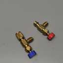 2Pcs Refrigerant Charging Valve Set, 1/4" & 5/16" Safety Adapter Flow Control Ball Valve, Brass Low Loss HVAC Fittings for R12 R22 R410 Air Conditioner Manifold Maintenance Tools