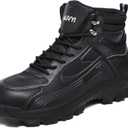 AUVYI Steel Toe Work Boots for Men - Wide Toe Lightweight Safety Boots with Breathable Mesh Upper, Slip-Resistan & Durable Shoes (12, Black)