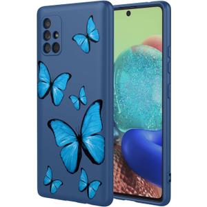 Phone Case for Galaxy A71 5G Case, Samsung A71 5G SM-A716U Case Cute Butterfly Pattern Design Slim Protective Soft TPU Bumper Phone Cover for Samsung Galaxy A71 5G Blue Butterfly
