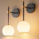 Black and Gold Battery Operated Wall Sconces Set of 2, Wireless Rechargeable Wall Light Fixtures for Home Decor, 12 RGB and 3CCT Dimmable Wall Lamps with Remote for Bedroom Living Room Hallway