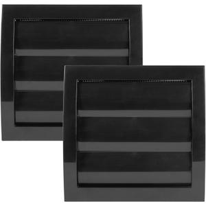 Vent Systems 4'' Inch Black Air Vent Cover, Pack of 2, Dryer Vents and Bathroom Exhaust Vent Pipe, Louvered Outdoor Dryer Vent Cover Opening Flap Vent, Keeps Out Insects, Birds and Rodents
