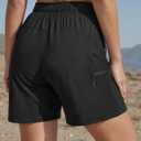Women's Hiking Shorts Quick Dry Lightweight Cargo Pants Water Resistant Athletic Shorts with 4 Zipper Pockets (Black, XXL)