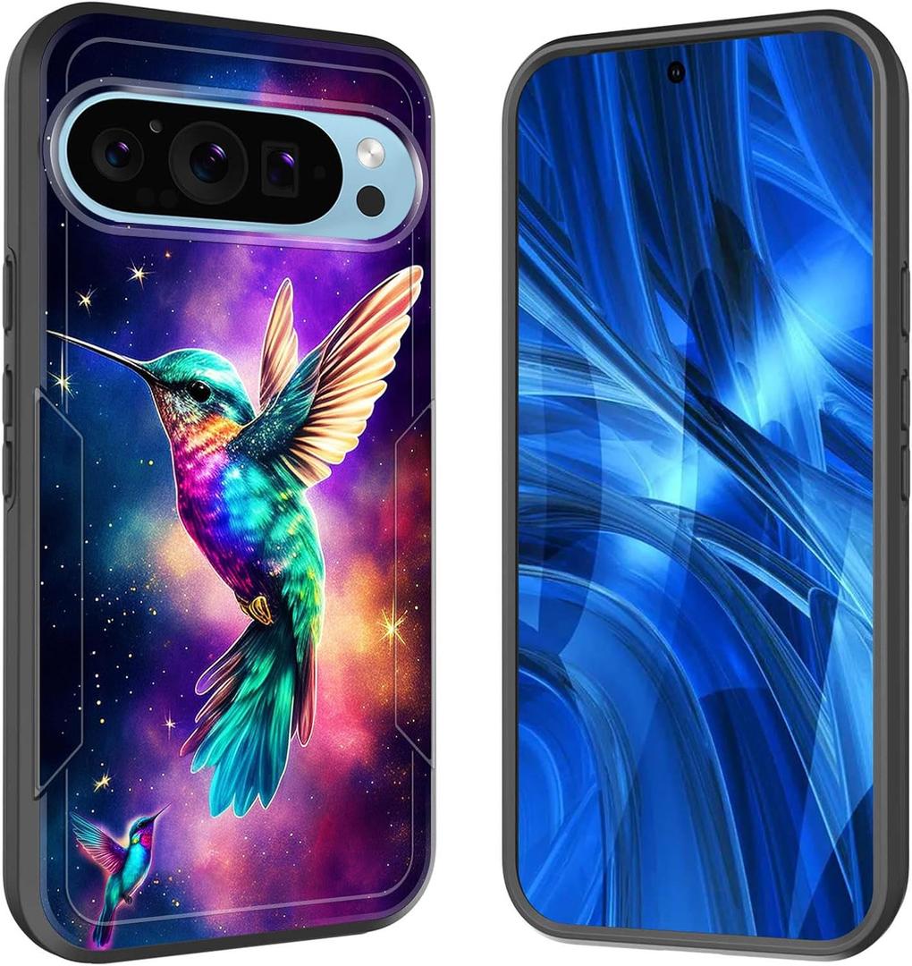for Google Pixel 10/10 Pro 6.3 inch 2025 Case,[Military Grade Drop Tested] Heavy-Duty Tough Rugged Shockproof Protective Case,Space Hummingbird
