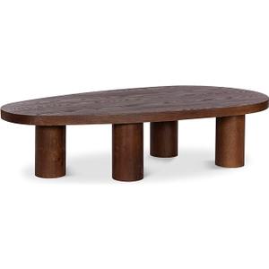 Meridian Furniture 291Brown-C Beekman Collection Art Deco Coffee Table with Solid Oak Wood, Brown Walnut Finish, 58" W x 30" D x 14" H, Brown