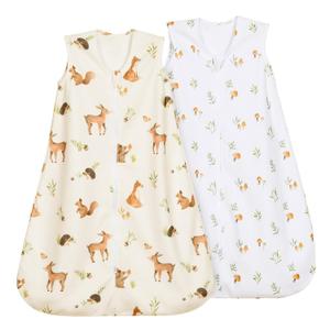 david's kids Micro Fleece Baby Sleep Sack 6-12 Months, Warm Baby Wearable Blankets with 2-Way Zipper, 2 Pack Sleeping Bags for Infant Newborn Boys Girls Neutral, Medium Size, Forest/Woodland Animals