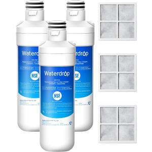 Waterdrop ADQ747935 LT1000PC Replacement for LG LT1000P/PC/PCS ThinQ Refrigerator Water Filter, LFXS26973S, LMXS28626S, LMWS27626S, LFXS28596S, ADQ74793501 and LT120F, 3 Combo