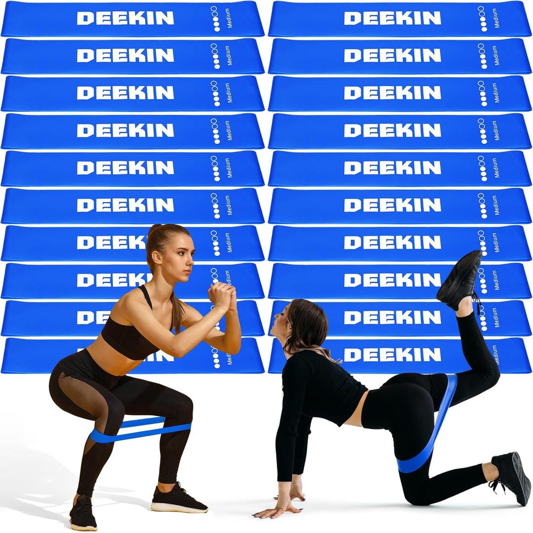Deekin 20 Pcs Resistance Bands Resistance Loop Exercise Bands Exercise Equipment Elastic Drap Ring for Women and Men Home Fitness, Gym, Yoga (25-30 lbs, Blue)