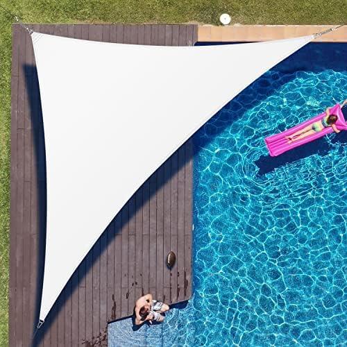 ColourTree 14' x 14' x 19.8' White Sun Shade Sail Right Triangle Canopy Fabric Cloth Screen, Water Permeable & UV Block UPF50, Heavy Duty, Carport Patio Outdoor - (We Customize Size)