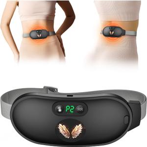 Heating Pad for Period Cramps, Fast Heating with 6 Heat Levels and 6 Massage Modes, Portable Wireless Menstrual Heating Pad for Cramp Relief, Rechargeable Electric Period Massager for Women Girls (Black-1800mah)