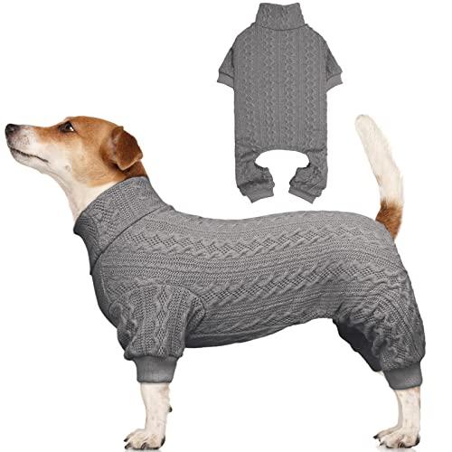 Dog Sweaters for Large Dogs Turtleneck Knitted Pet Clothes Solid Color Puppy Sweater Warm Dog Sweater(Grey, Large)