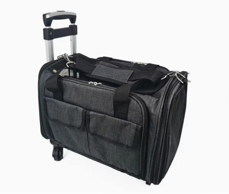 Breathable Trolley Case Black Pet Carrier 360 Wheel Detachable Pet Puppy Dog Cat Carrier