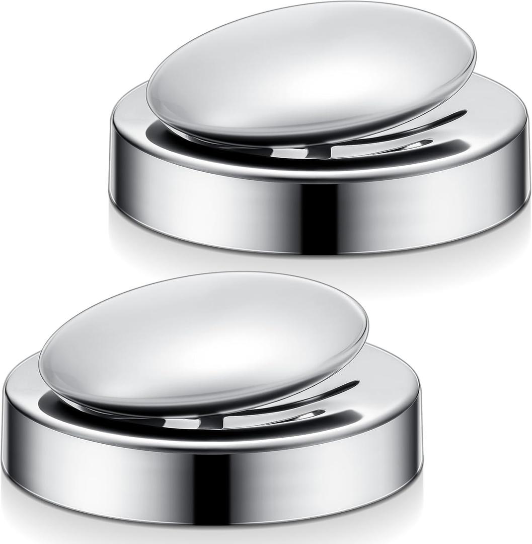 2 Pcs Stainless Steel Soap, Metal Soap Stainless Hand Odor Eliminator Remover with Base Tray Odor Remover Bar for Fish Onion Garlic Other Strong Scents from Hands, Suitable for Kitchen