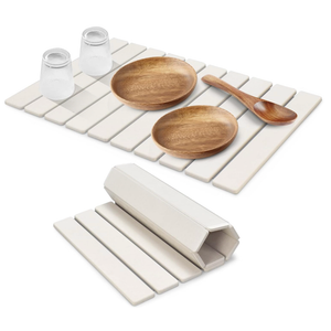 Large Stone Dish Drying Mat for Kitchen Counter, 24"(L)×16"(W) Fast Dry Super Absorbent Collapsible Dish Drying Mats, EcoFriendly Diatomaceous Earth Mats for Dishes Bottles Cups,Match Any Countertop