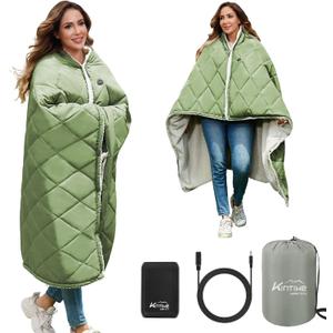 Heated Blanket Battery Operated, Portable Electric Heat Shawl Throw Hoodie, 70.8''X51.2''