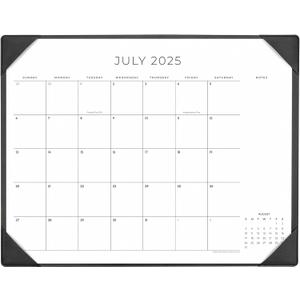 Cabbrix Simplified Desk Calendar 2025-2026 with Desktop Mat, Desk Pad Calendar Large 21" x 16-1/2" Covering July 2025 to June 2026, Monthly Desktop Calendar for Home School and Office (Black)