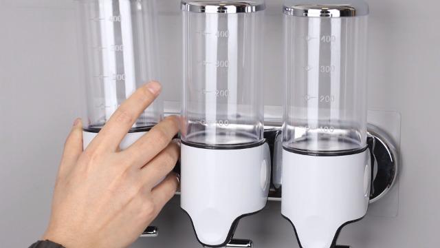 Shampoo and Conditioner Dispenser, Triple Stainless Steel Soap Dispenser Bathroom, Wall Mounted Shower Shampoo Dispenser 3 Chamber No Drill, 1500ml/ 51 oz  Bathroom Accessories