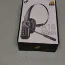 Trucker Bluetooth Headset with Mic, Wireless Headset with Noise Cancelling Microphone & Mute Button, 60Hrs Battery, Over-the-Head Bluetooth Headphones for Work, Cellphone, Laptop, Office, Black