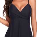 Aqua Eve Women's Underwire Tankini Swimsuit - Twist V Neck Flowy Bathing Suit Top Only, No Bottom (Medium, Black)
