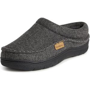 Dearfoams Men's Thompson Memory Foam Indoor/Outdoor Clog Slipper,Size 4-5, Dark Heather Grey (Wool)